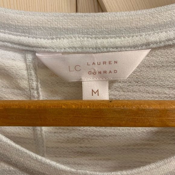 LAUREN CONRAD || Striped - Lace Tee Shirt Elegant Blouse - Picture 7 of 8